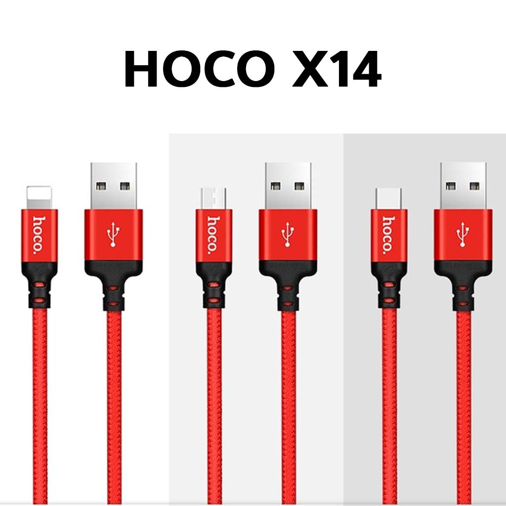 HOCO X14 สายชาร์จ มีทุกหัว สำหรับ Micro USB / Type C ถ่ายโอนข้อมูล ยาว1เมตร / 2เมตร| X14 Time Speed Charger hc1