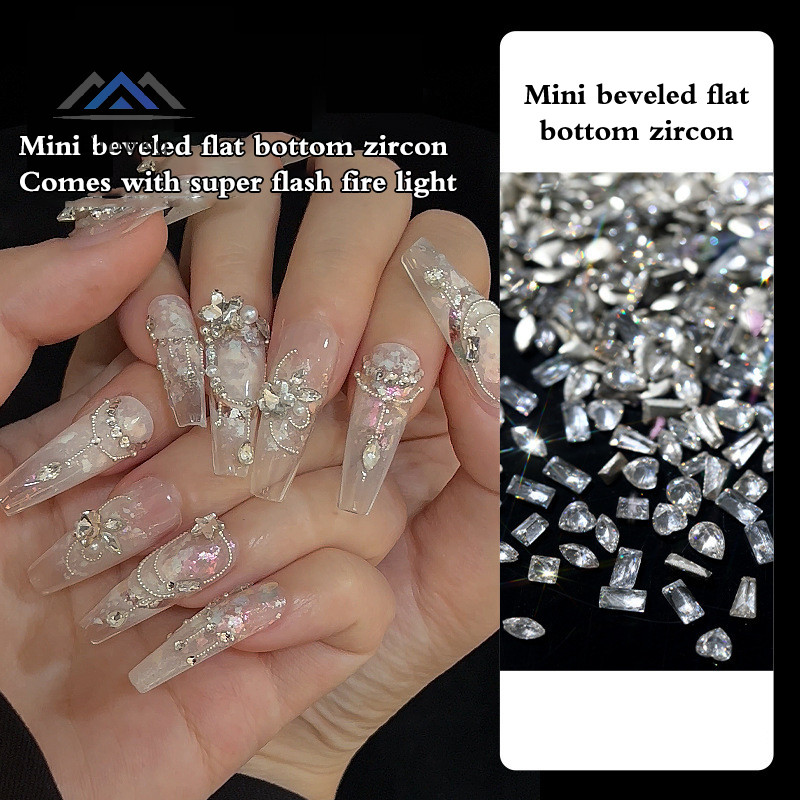 Eibbkg 50pcs สีขาวเงาขนาดเล็กเล็บ Ch Zircon ตกแต่ง Super Sparkling Horse Eye Square Pointed ด้านล่าง Bare Zircon เพชรขาย