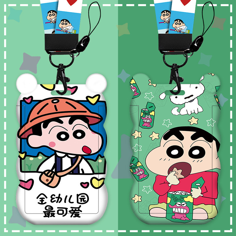 การ์ตูนการ์ตูนน่ารักเครยอนชินจังเชือกเส้นเล็กคลื่นรูปร่างสไลด์ผู้ถือบัตรที่สวยหรูนูนพลาสติก หน้าท้อง ฮาร์ดผู้ถือเอกสารลิฟท์ควบคุมการเข้าออกกรณีก