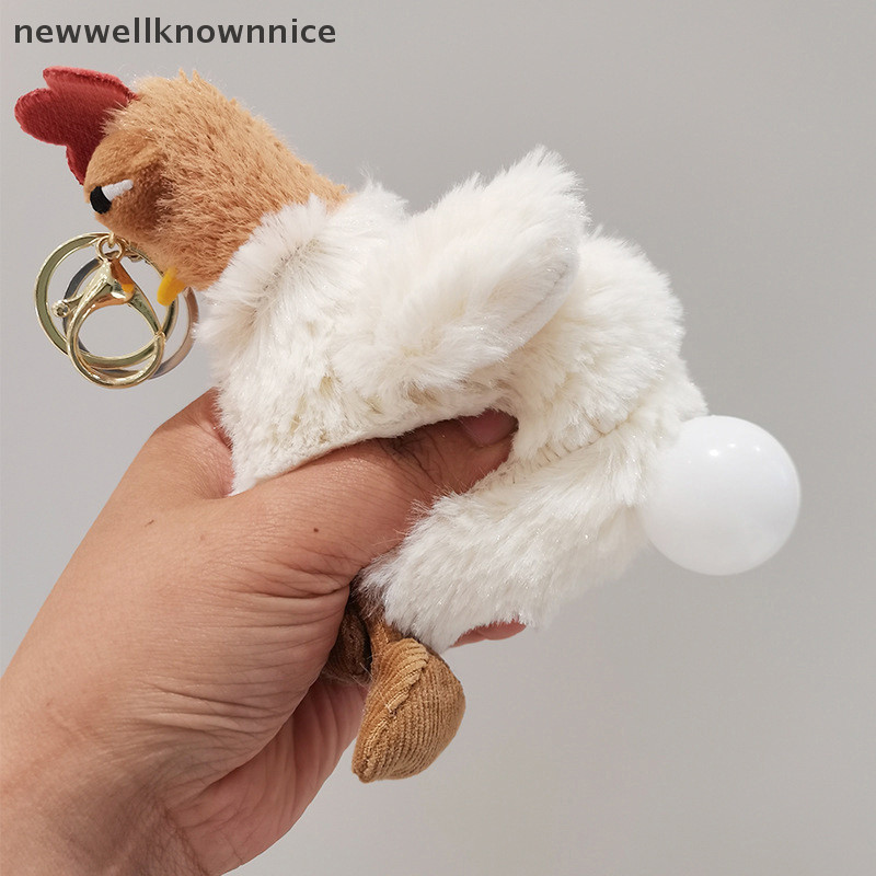 Newwellknownnice ตลก Egglaying ไก่ Plush พวงกุญแจบีบจี้ Fluffy ตุ๊กตาตุ๊กตาความเครียดบรรเทาของเล่นรถกระเป๋าแขวนตกแต่ง TH