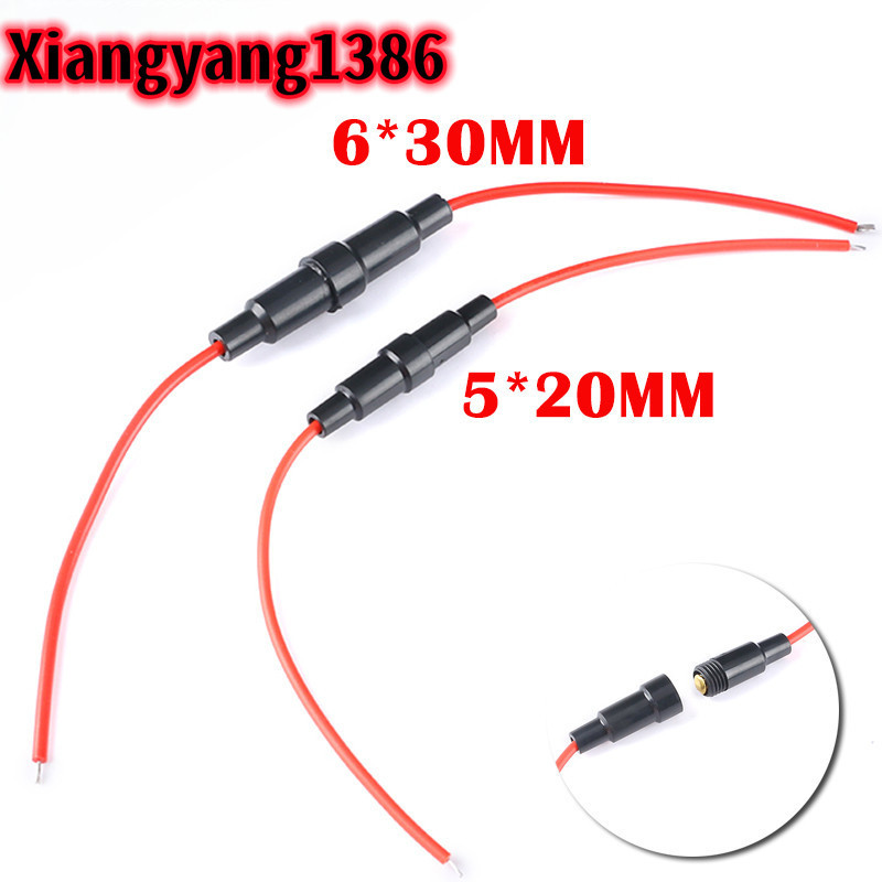 5 คู่ 5*20 มม.ผู้ถือฟิวส์อินไลน์ 220V Fast-Blow ประเภทสกรูฟิวส์ผู้ถือ Quick-Blow แก้วฟิวส์ผู้ถือ 6*30 มม. 22 AWG สาย