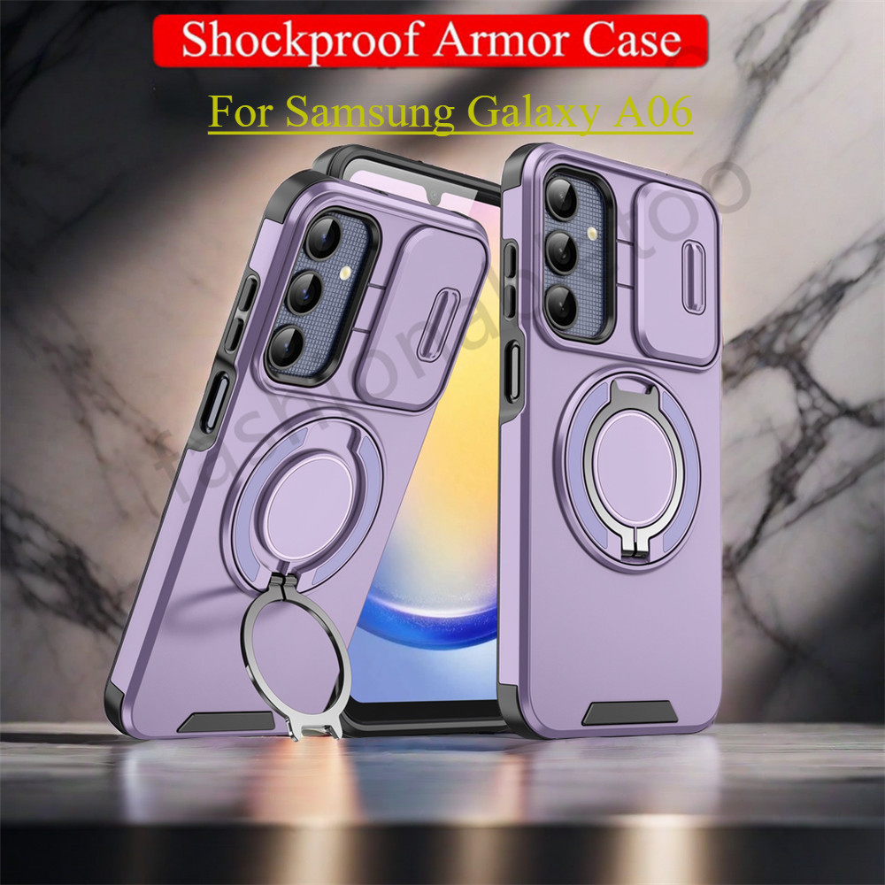 สําหรับ Samsung Galaxy A06 s A06s 06s A16 A26 A36 A56 16 26 A 36 A 56 SamsungA06s กันกระแทกเคสโทรศัพท์เกราะแหวนยึด Stent Push กล้องเลนส์ป้องกันปกหลัง