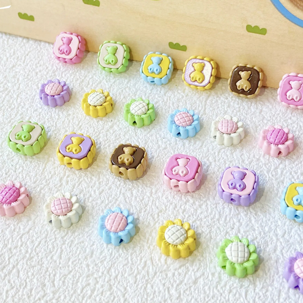 5ชิ้น/แพ็ค12*12มิลลิเมตรน่ารัก ฉ คั่ว โลหะผสมดอกไม้หมีน้อยลูกปัด ทําเอง วัสดุสําหรับทําลูกปัดต่างหูสร้อยข้อมือ กําไลข้อเท้า
