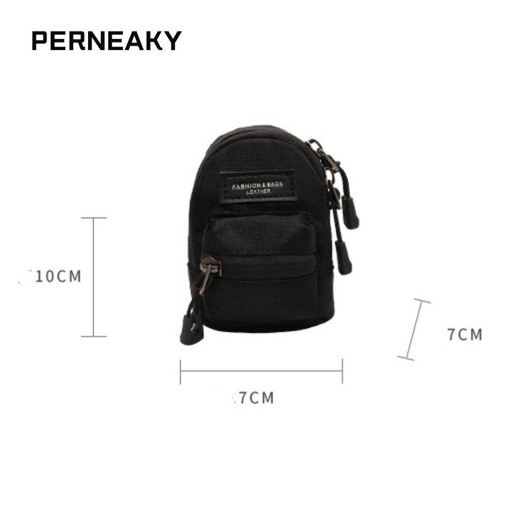PERNEAKY กระเป๋าใส่เหรียญ,กระเป๋าใส่หูฟังพวงกุญแจขนาดเล็ก,ไนลอนแบบพกพาความจุขนาดใหญ่กระเป๋าเก็บของเด็กสาว