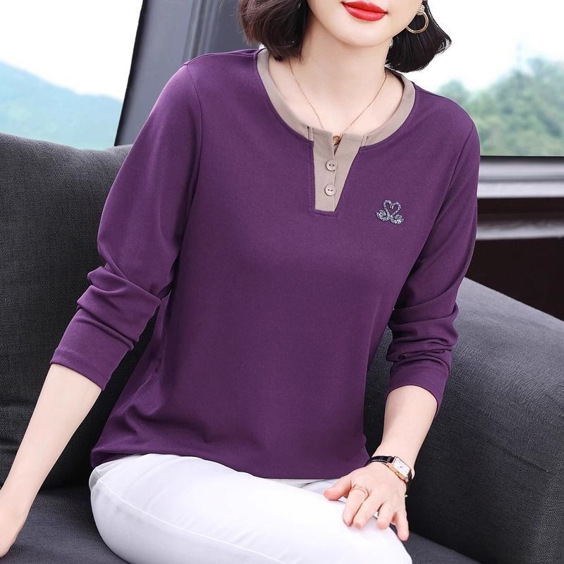 แขนยาวสไตล์ใหม่แม่เสื้อยืดแฟชั่นขนาดใหญ่ลดอายุหลวม ผอมลง ดู จุดต่ําสุด