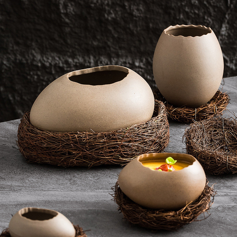 Ostrich Egg Dessert Bowl Creative Egg Shell Cooking Bowl Hotel Specialty Tableware Online Red Restau