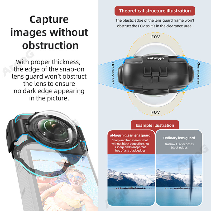 Amagisn Optical Glass Anti-Fog เลนส์สําหรับ Insta360 X3 พร้อมเคสซิลิโคนและฝาครอบเลนส์ชุด Anti Scratch ฝาครอบป้องกัน Insta360 X3 อุปกรณ์เสริม
