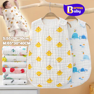 Berma Baby ถุงนอนเด็กป้องกันท้องป้องกันหวัด ชุดนอนเด็กแรกเกิด 0-1ขวบ ผ้าฝ้ายออแกนิกทอย่น 4 ชั้น