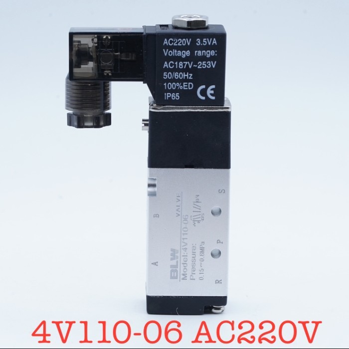 BLW Solenoid วาล์ว 4V110-06 AC 220V 1/8 "ตรง Air Valve สําหรับ Pneumatic Actuator | 2.048.0291 | 4V1