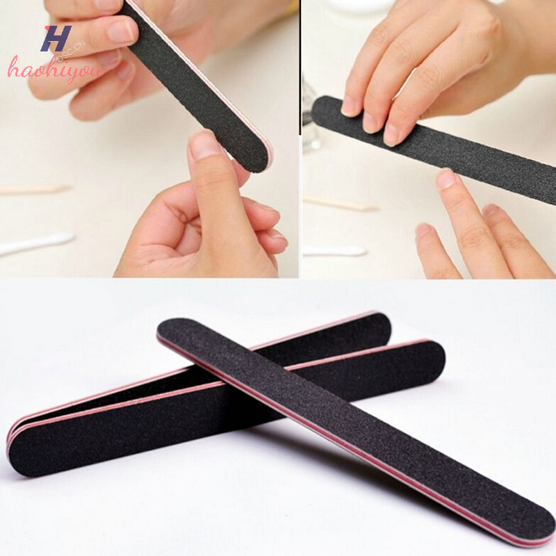 <haohiyou> 1 PCs ใหม่สีดําสองด้านเล็บแต่งเล็บขัดแฟ้มบัฟเฟอร์กรวด 100/180 ดี