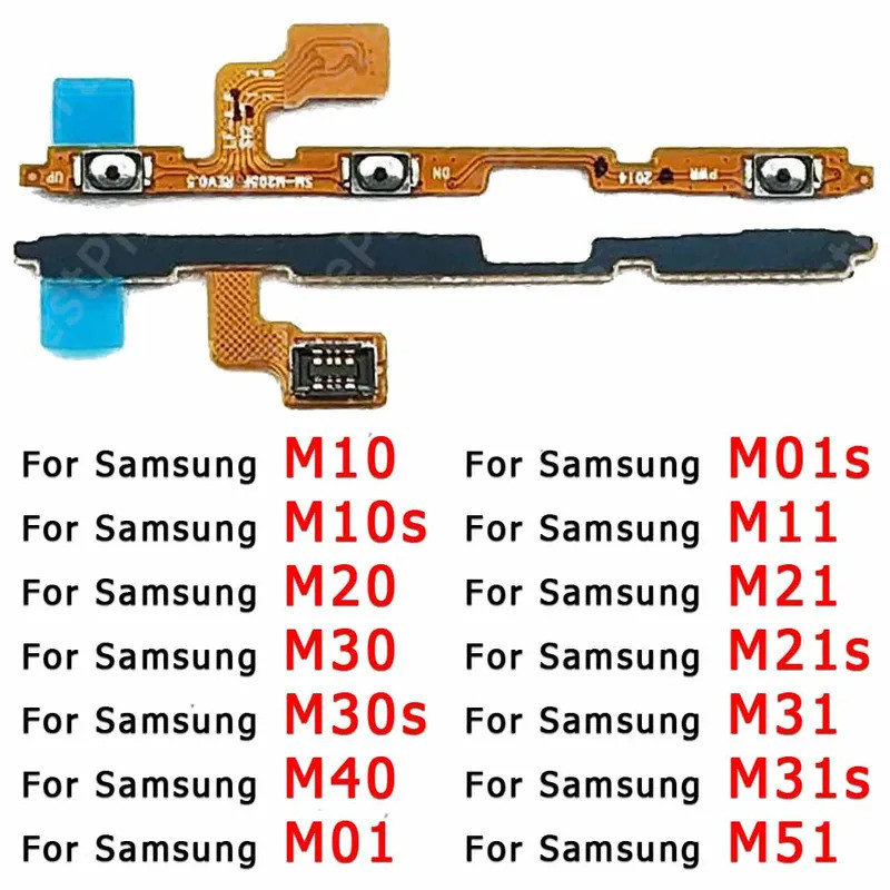 Original สําหรับ Samsung Galaxy M30 M30s M40 M11 M21 M21s M31 M31s M51 M10 M20 สวิทช์เปิด/ปิดปุ่มปรับระดับเสียงปุ่ม Flex Cable