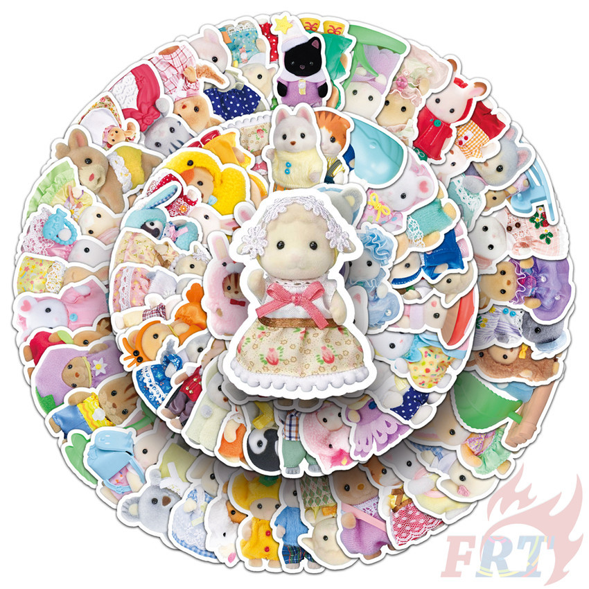 100ชิ้น/เซ็ต สติ๊กเกอร์ขนาดเล็ก Sylvanian Families Series A Calico Critters แฟชั่น DIY สติ๊กเกอร์กันน้ํา Doodle สติ๊กเกอร์