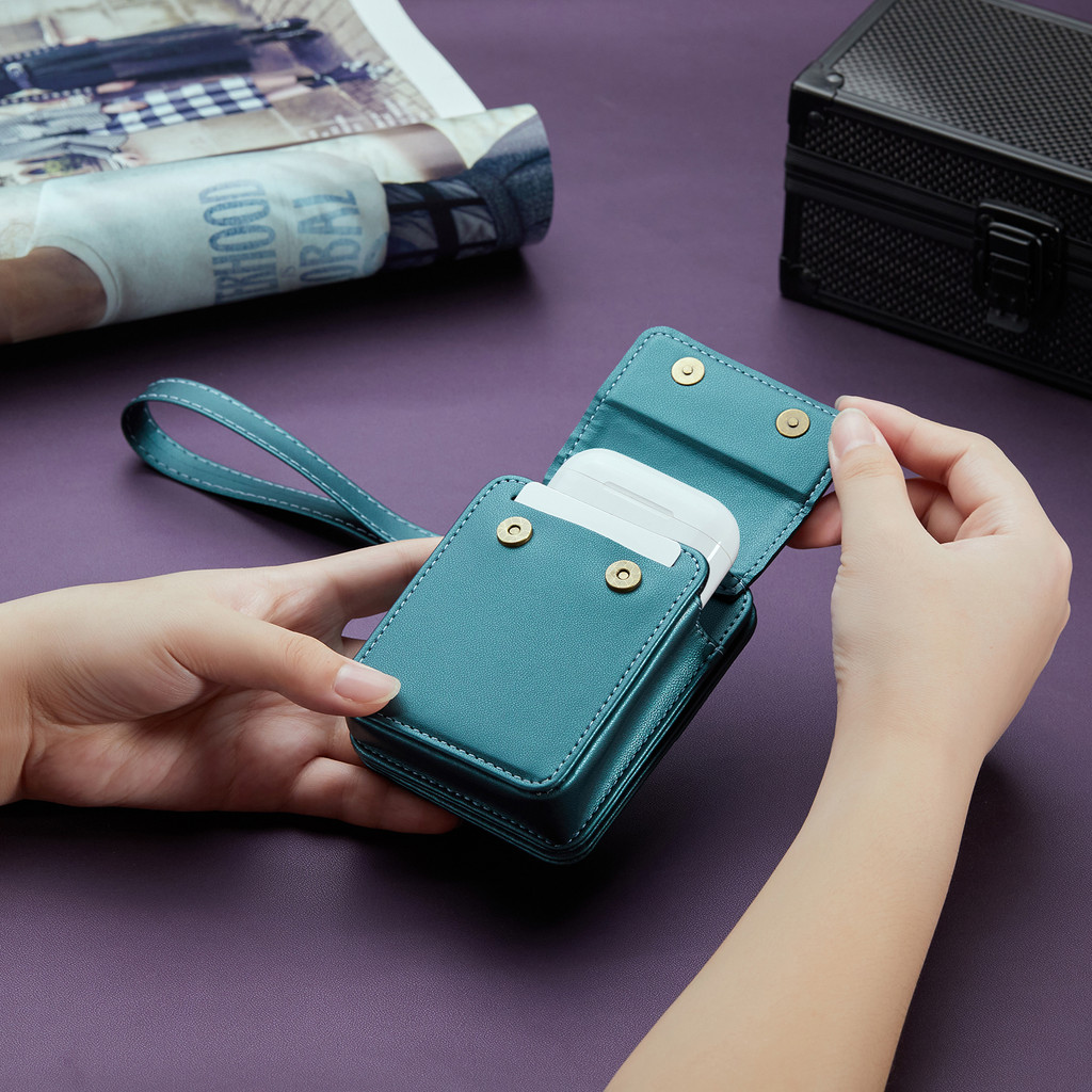 กระเป๋าสะพายข้าง กระเป๋าโทรศัพท์มือถือ Universal สําหรับ Samsung Galaxy Z Flip 6 Flip5/4/3/2/1 กระเป๋าสตางค์หนังแม่เหล็กหรูหรา