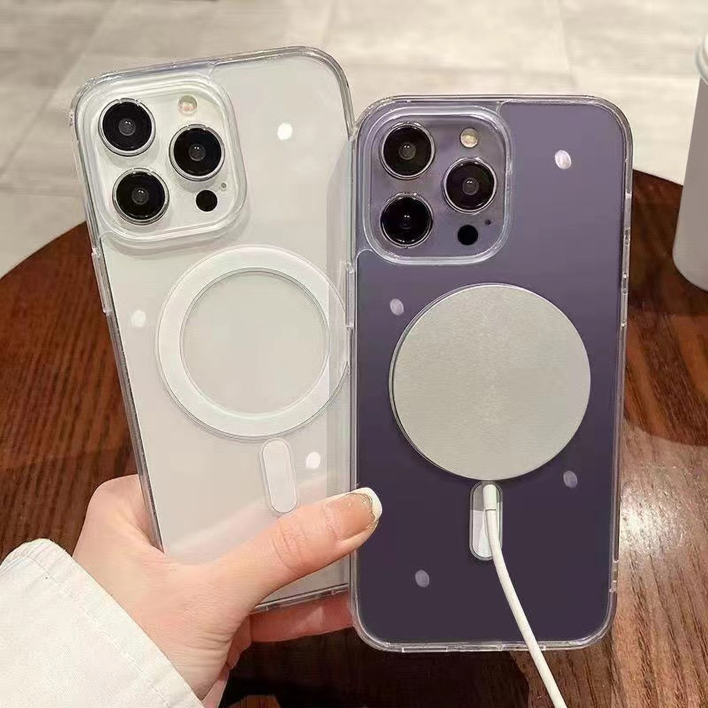 เคสแม่เหล็กสำหรับ iPhone 11 12 13 14 15 16 17 PRO MAX Air 16promax 17promax 17pro เคสโทรศัพท์มือถือแบบใสป้องกันการตก - รูปที่ 2