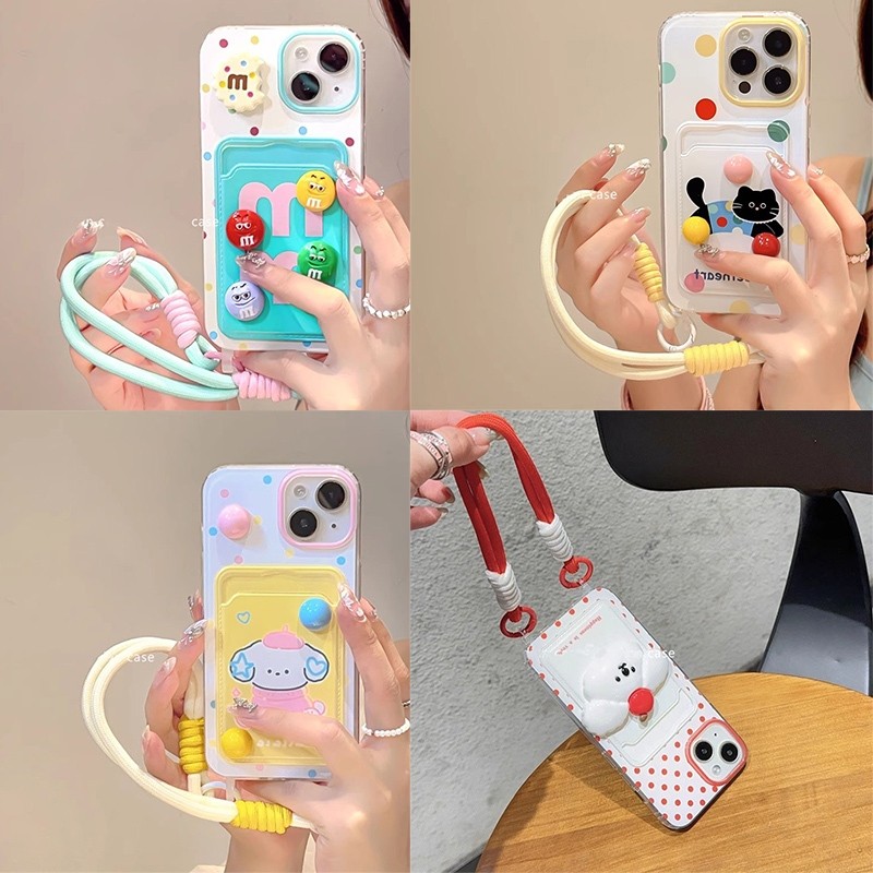 แมวน่ารัก Yoyo ผู้ถือบัตรเคสโทรศัพท์ Samsung S24 Ultra S24+S23+S21 FE A55 A54 A35 A15 A25