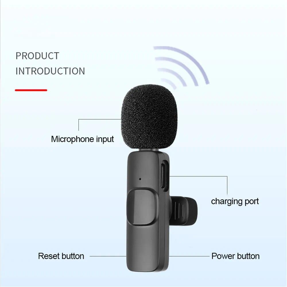 K9 ไร้สาย Lavalier ไมโครโฟนเสียงรบกวน Cancelling เสียงบันทึกวิดีโอ Mini Mic สําหรับโทรศัพท์ Android Live Broadcast เกม Mic