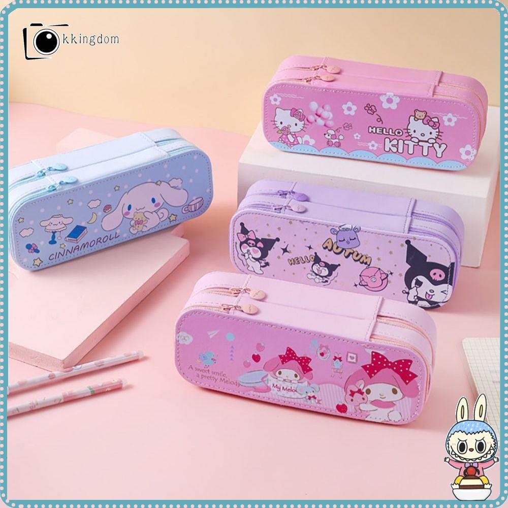 Kkingdom กระเป๋าใส่ปากกา,ดินสอพนัง,แบบพกพา2ชั้นซิปความจุขนาดใหญ่ถุงเก็บปากกาโรงเรียนอุปกรณ์สํานักงาน