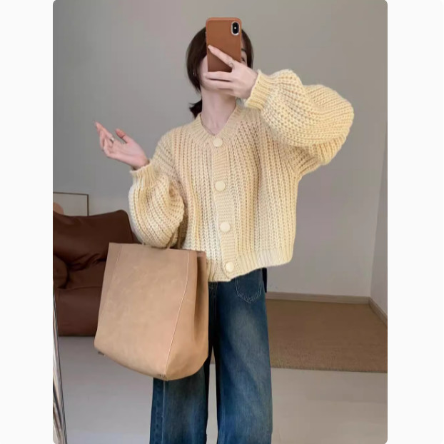 เสื้อสเวตเตอร์สั้นสีลูกกวาดสไตล์ชิวๆฤดูใบไม้ร่วงใหม่สไตล์เกาหลีแฟชั่นลำลองเสื้อคอกลมเสื้อถักขนแกะนอก oxtw
