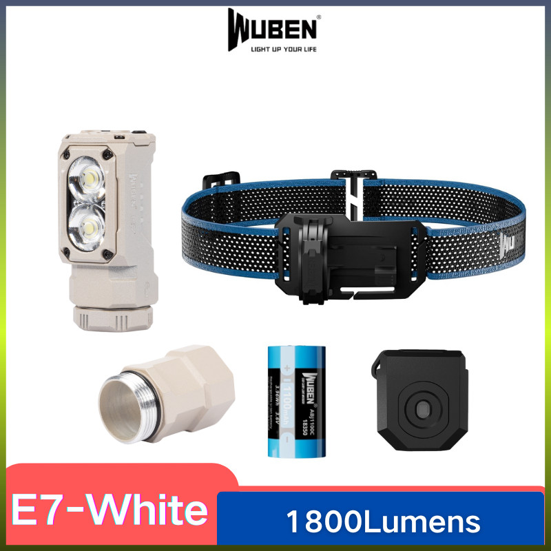 Wuben E7 TYPE-C ไฟหน้าแบบหมุนเวียน 1800 ลูเมน((Khaki-6500k)