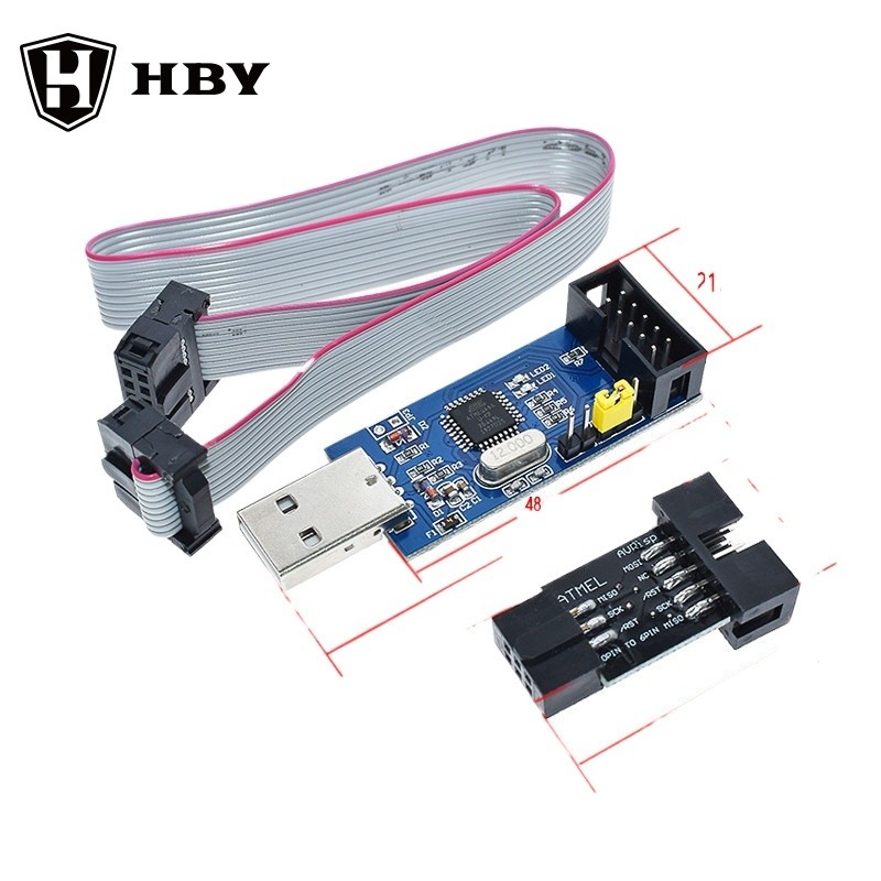 ใหม่ บอร์ดอะแดปเตอร์โปรแกรมเมอร์ USBASP USBISP AVR USB ISP USB ASP ATMEGA8 ATMEGA128 รองรับ Win7 64K 10Pin เป็น 6 Pin
