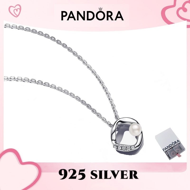 100% Pandora S925sterlingsilver แท้สวมใส่อุปกรณ์เสริม [393303C01-45] organically shaped pavé Circle 