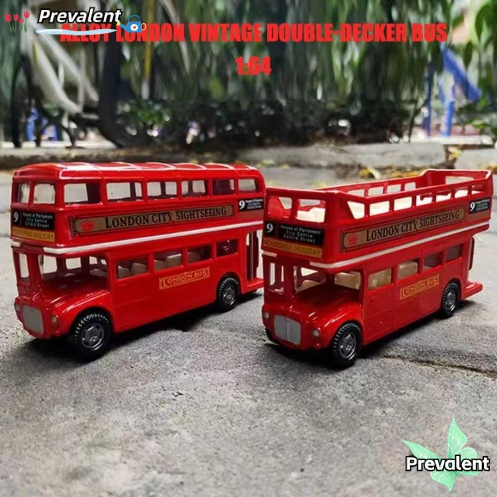 Preva Double Decker Bus Model, 1:64 รถเหล็กโมเดล,ตกแต่งโลหะโบราณดึงกลับวินเทจอังกฤษยุโรปจําลองของเล่น