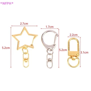 NFPH> 10 ชิ้น Star Pentagram D-shaped Hollow แหวนพวงกุญแจ DIY อุปกรณ์เสริมกุ้งก้ามกรามพวงกุญแจเครื่องประดับทําผลการค้นหาใหม่