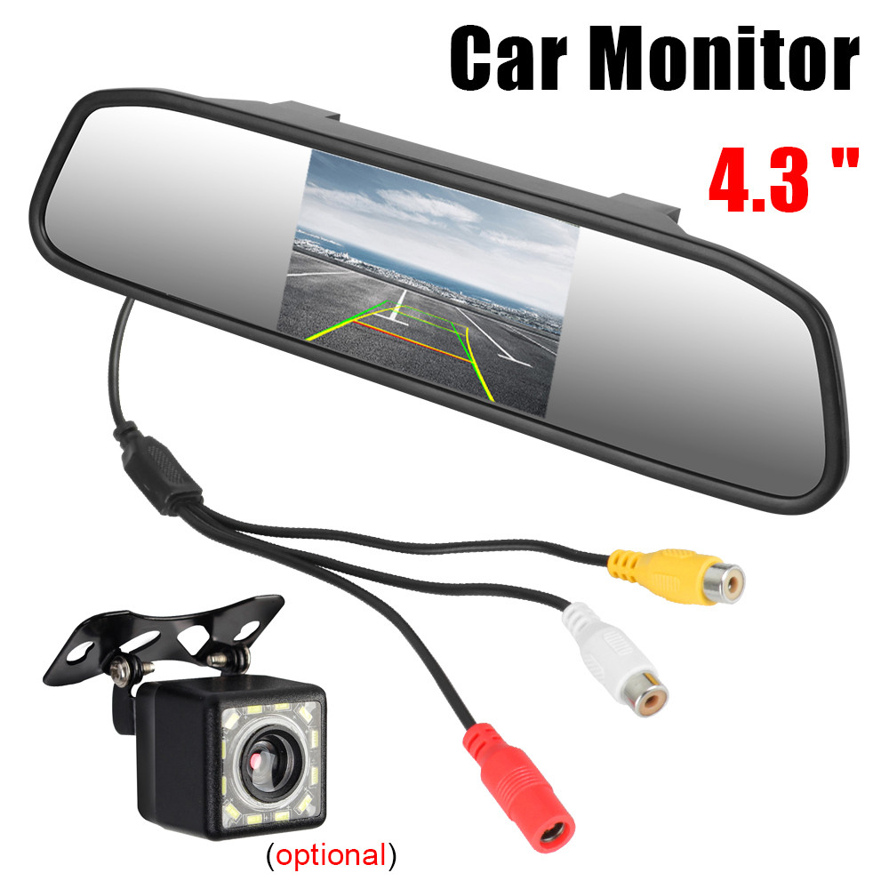 4.3 นิ้ว Car Monitor Auto กระจกมองหลังหน้าจอ LCD 12v Universal สำหรับกล้องสำรอง/กล้องด้านหน้า/ media Player/ความปลอดภัยในการขับขี่
