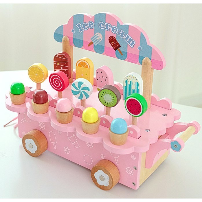 MooShi - ชุดของเล่นไม้อาหาร รถไอติม ชุดชา ร้านไอศกรีม