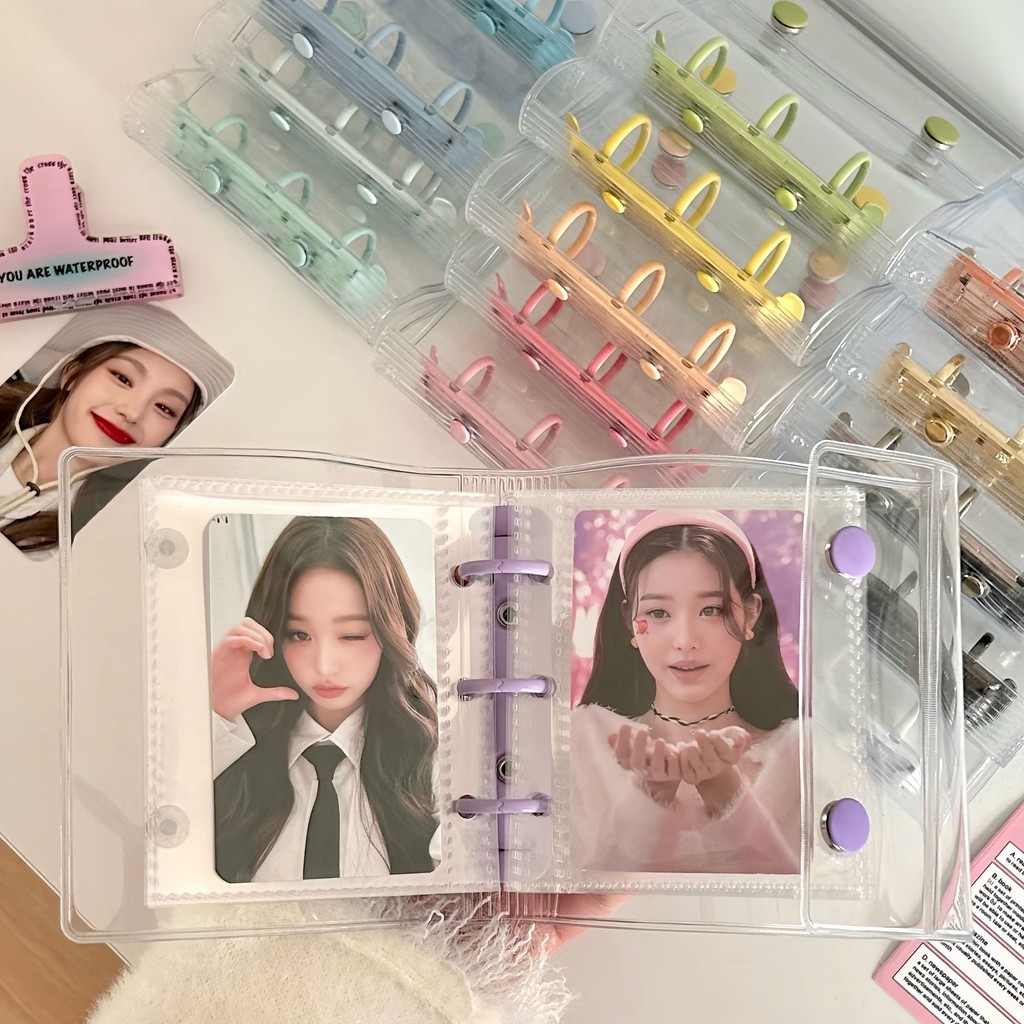 10 กระเป๋า Binders DIY Retro Envelope ins สไตล์โปร่งใสอัลบั้มรูป PVC Photocard Binder Lomo Card collect