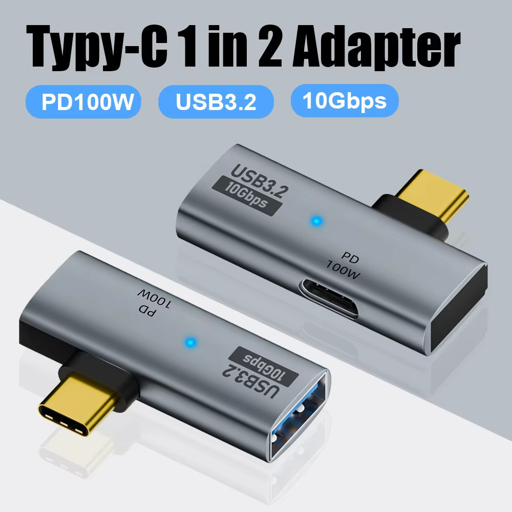 2in1 USB C OTG สายเคเบิลอะแดปเตอร์ประเภท C ถึง USB3.2 10Gbps PD100W Fast Charging Data Adapter สําหรับแล็ปท็อปแท็บเล็ต