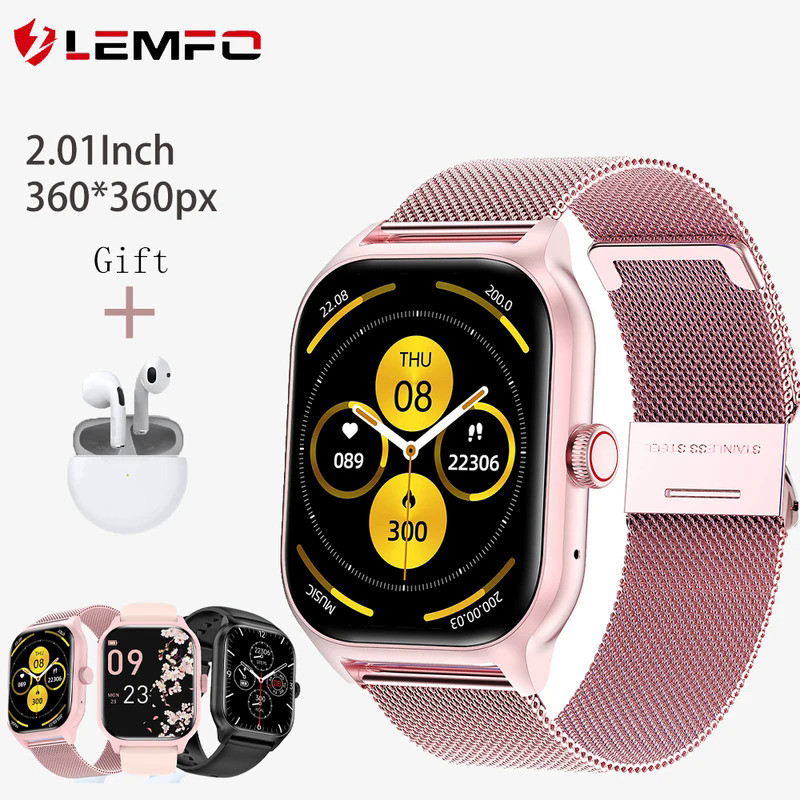 LEMFO LT10 Smart Watch 2024 Men 2.01'' Screen 360*360 Bluetooth Dial Call Bluetooth Call Sport Fitne