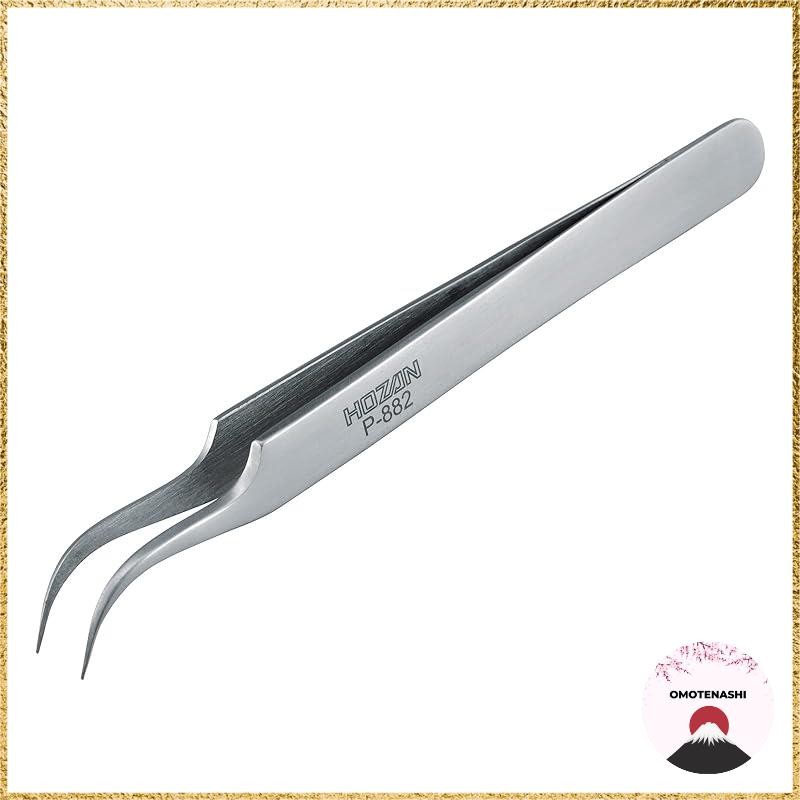 HOZAN Bent Tweezers Curved Type Stainless Steel 115mm Length 18g Weight Opening Width 7mm P-882
HOZA
