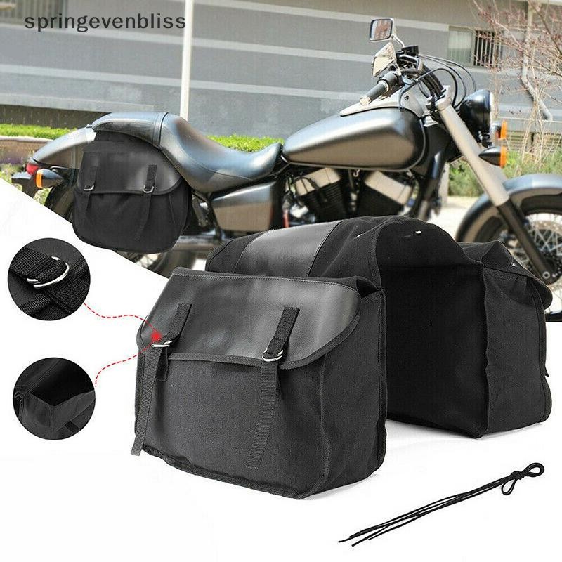 Springevenbliss รถจักรยานยนต์ Touring อานกระเป๋าผ้าใบสีดํากันน้ํา Panniers กระเป๋าเดินทางมอเตอร์ไซค์ Springevenbliss
