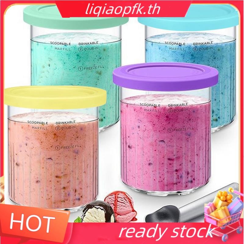 Ready store 4 ชิ้นไอศกรีม Pints คอนเทนเนอร์ 24 ออนซ์สําหรับ Ninja Creami Deluxe NC500 Series NC501 เ