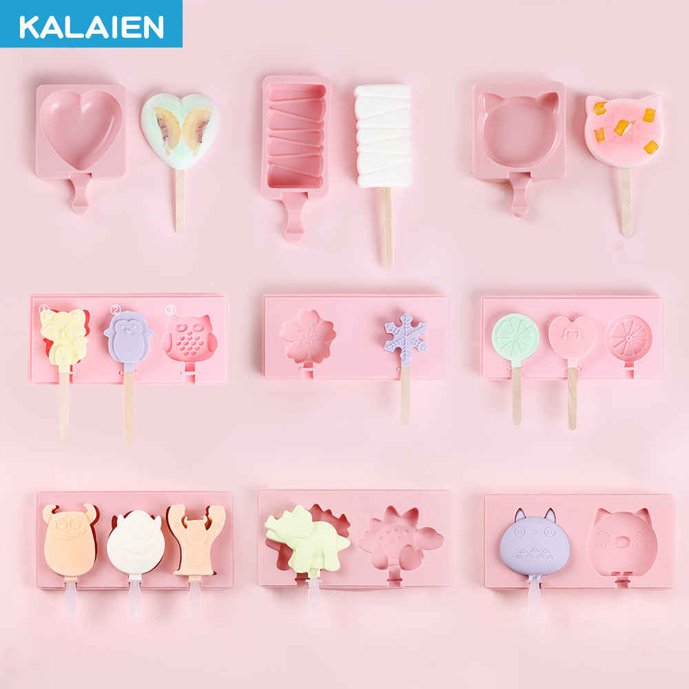 ไอศกรีม Mould,ซิลิโคนMouldReusable Popsicle Maker Easy Release Multi Shape DIY Popsicleเครื่องมือหัวใจ,สัตว์รูปร่างฤดูร้อนไอศกรีมไอติมDIYการ์ตูนสําหรับเด็ก
