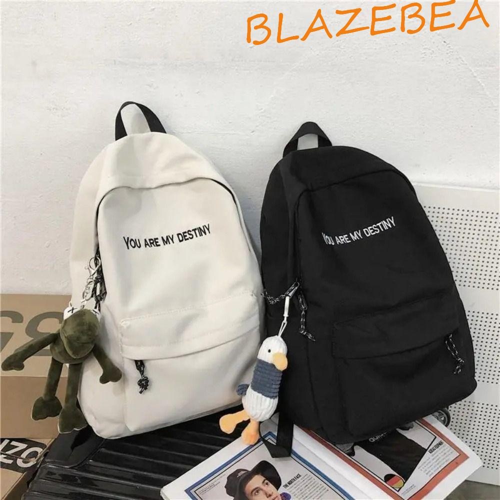 Blazebea กระเป๋าเป้นักเรียน, กระเป๋านักเรียนสีทึบกันน้ํา, ผ้าใบ Rucksack ความจุขนาดใหญ่ Preppy Book Bag นักเรียน