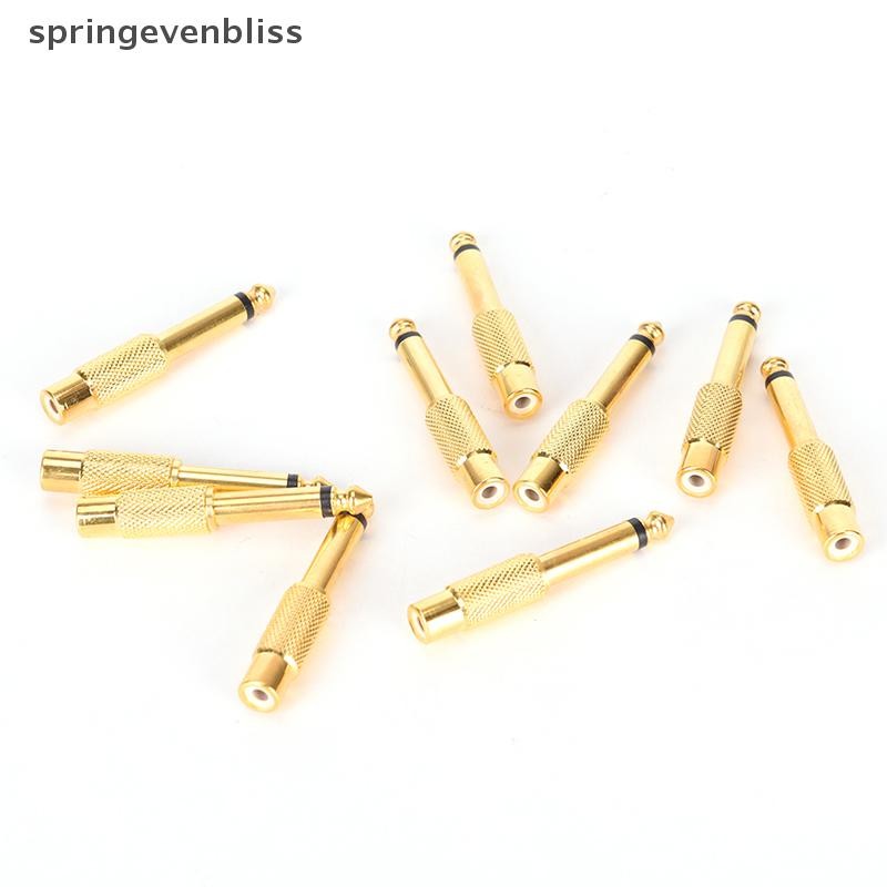 Springevenbliss 10 ชิ้น RCA แจ็คหญิงถึง 6.35 มม.ขั้วต่ออะแดปเตอร์เสียงปลั๊กตัวผู้โมโน Hot Sale Springevenbliss