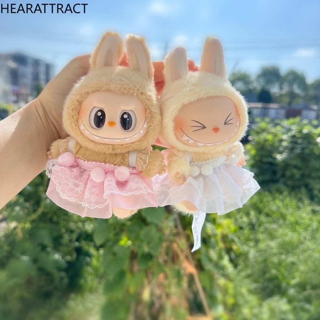 Hearatract เฉพาะเสื้อผ้า: 15 ซม. Labubu V2 เสื้อผ้าจี้ Labubu นั่ง Party Dress กระโปรงสายหวานน่ารัก