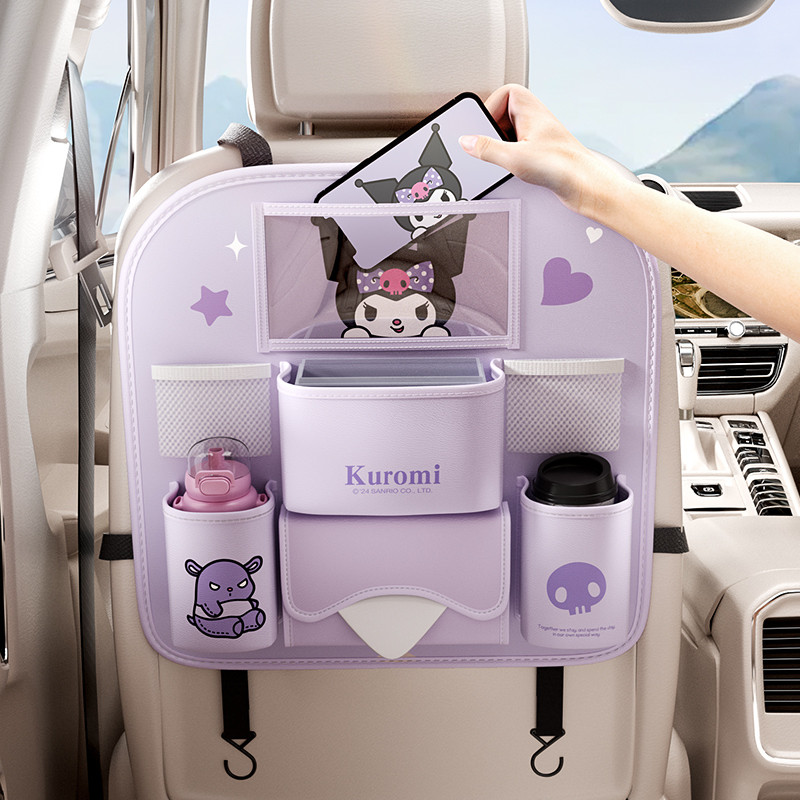 Hello Kitty Kuromi Car Seat Back Rack Car Seat Back Storage Bag Sanrio Cartoon Hanging Bag Car Back Multifunctional Storage Box