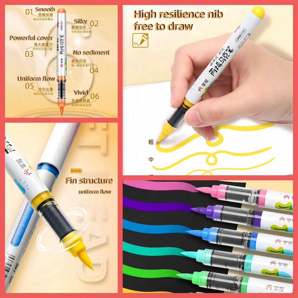 จางโว ครีบ โครงสร้าง ปากกามาร์คน้ําโดยตรง/เครื่องหมายทาสี/สีอะคริลิค /ความอิ่มตัวสูง/ฝาครอบอย่างดี/สิ่งแวดล้อม/กันน้ํา/ทนแสง/ชิ้นเดี