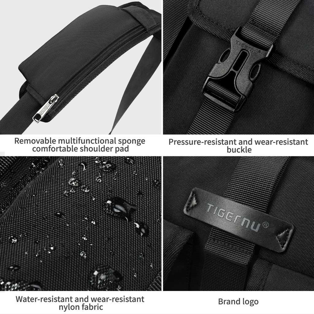 Tigernu 81010 Cool Workwear สไตล์ Hard-wearing กระเป๋าสะพายข้างความจุขนาดใหญ่ป้องกันการรั่วไหล 13.3 นิ้วกระเป๋าสะพายแล็ปท็อป