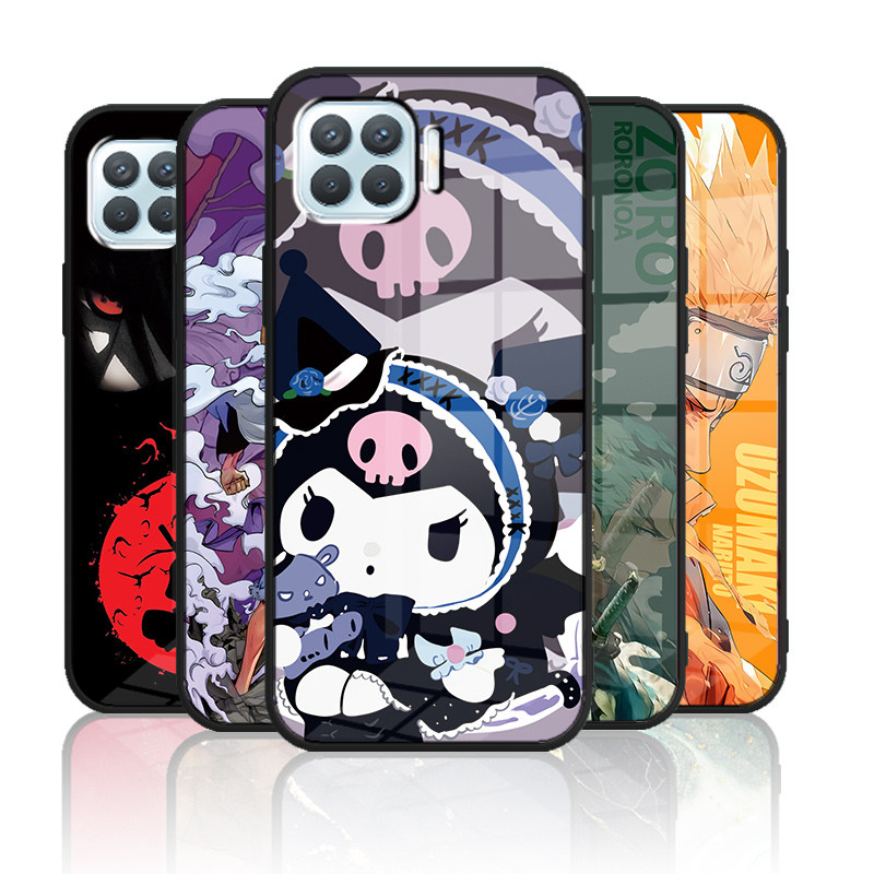 เคสกระจก OPPO A93 4G / Reno 4 lite / Reno 4F เคสกระจกนิรภัยฝาหลังแบบแข็งขอบซิลิคอนอ่อน