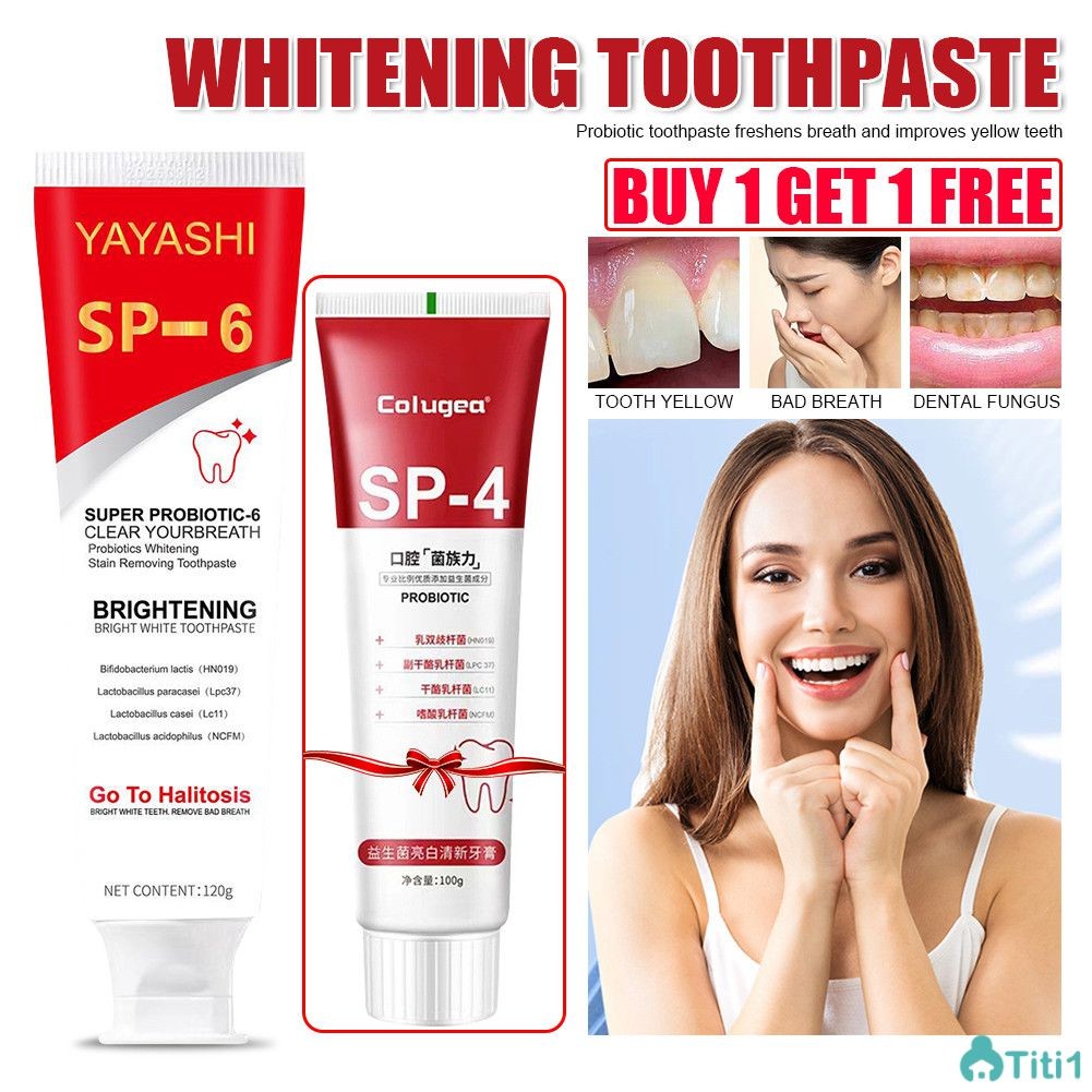 [ซื้อ 1 แถม 1] yayashi Colugea Sp-6 ยาสีฟันฟอกฟันขาวโปรไบโอติก ทำความสะอาดฟัน ลมหายใจสดชื่น ใช้ง่าย สำหรับการดูแลฟันของครอบครัว TH1