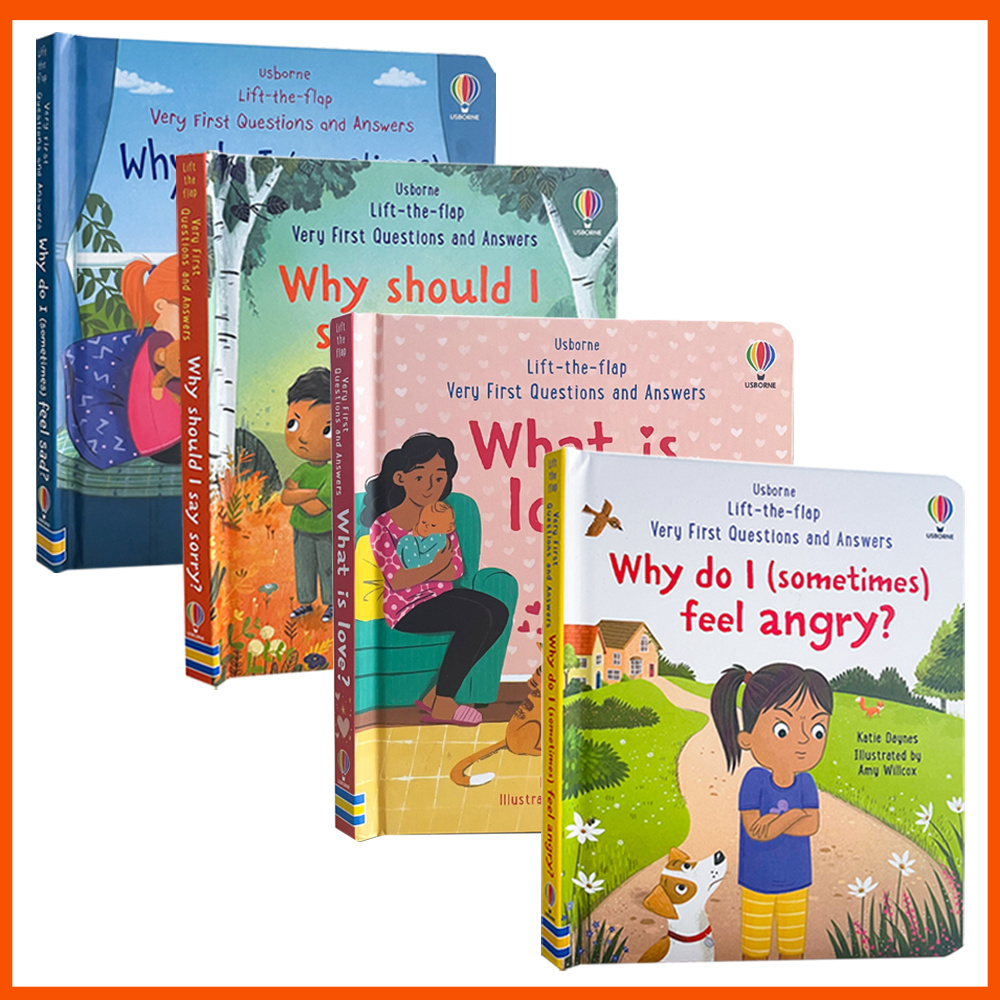 หนังสือ 3D Usborne Very First Questions and Answers -What Is Love? ทําไมฉันรู้สึกเศร้า?ทําไมควรฉันจะขอโทษที?ทําไมฉันรู้สึกโกรธ? หนังสือภาพอ่านหนังสือเพื่อการศึกษาสําหรับเด็กภาษาอังกฤษ