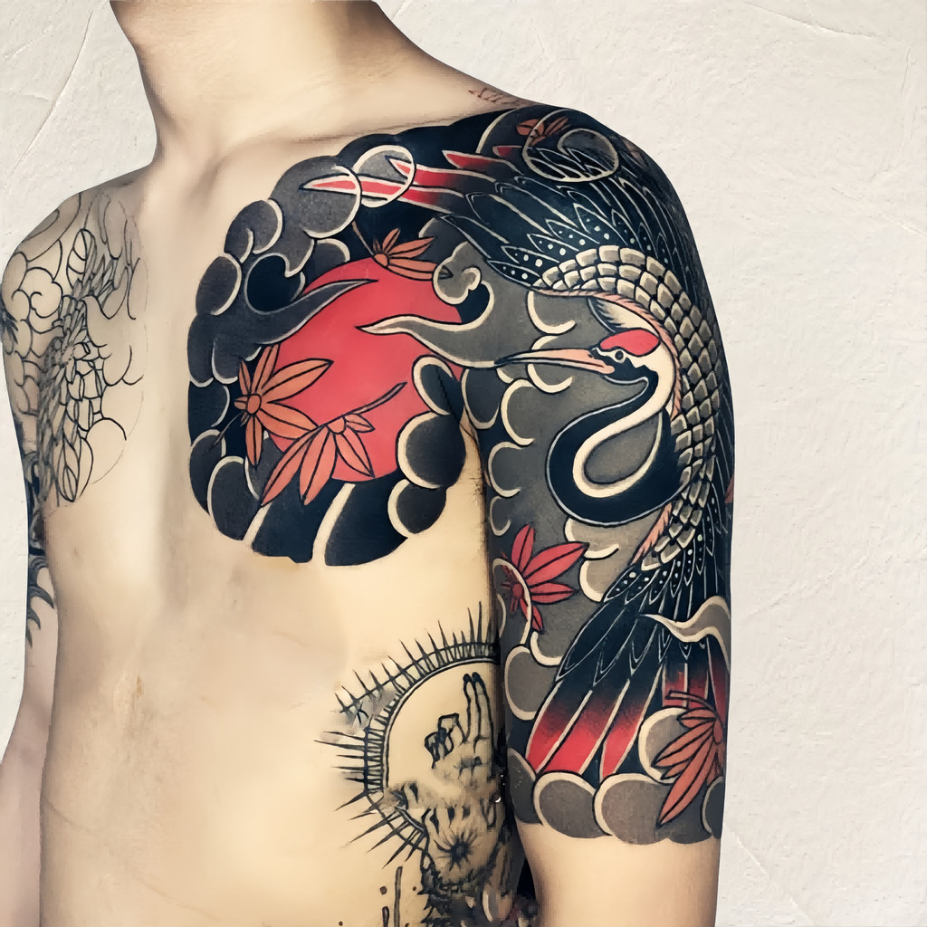 สติ๊กเกอร์สัก สติกเกอร์รอยสักกึ่งถาวร แทททูกันน้ํา7วัน หลัง-หน้าอกแฟชั่น สีสันสดใส สวมใส่15วัน* - รูปที่ 2