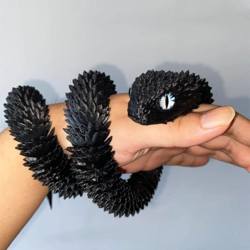 เครื่องประดับงู AUGUSTINE, งูพิมพ์ 3D หมุนได้สมจริง, ราศีจีนปีงู 30/45 ซม. PLA โมเดลจําลองสัตว์ทํามือฮาโลวีน