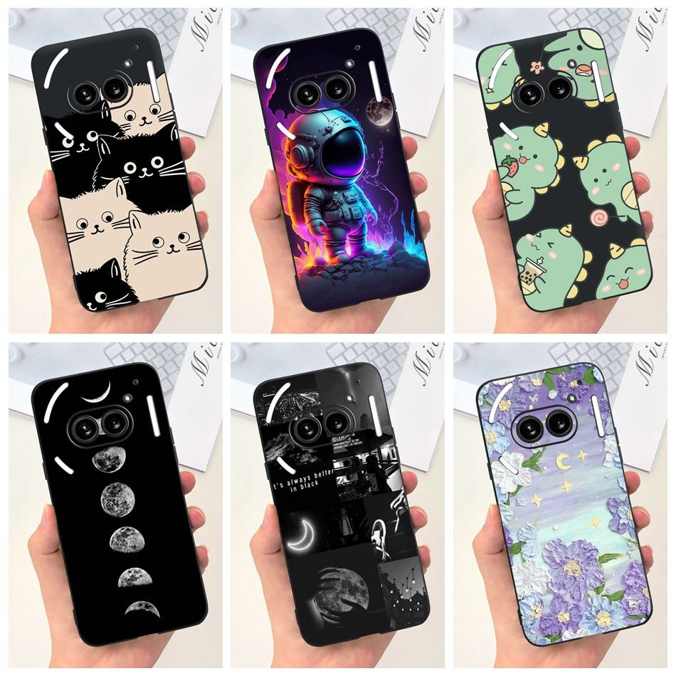 Nothing Phone (2a) Cute Cat Cartoon Soft Casing Nothing Phone2a 2a เคสซิลิโคนสีดํา