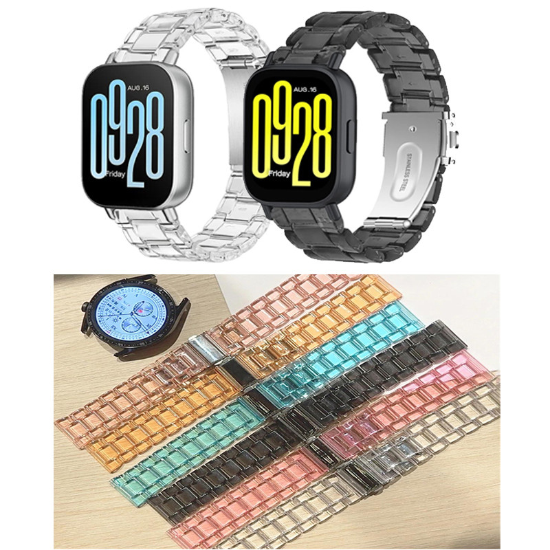 22 มม.สําหรับ Redmi watch 5 Active 5 lite Xiaomi นาฬิกา S4 S3 S2 S1 นาฬิกา 2 2 pro สายเรซิ่นใสสร้อยข้อมือโปร่งใส