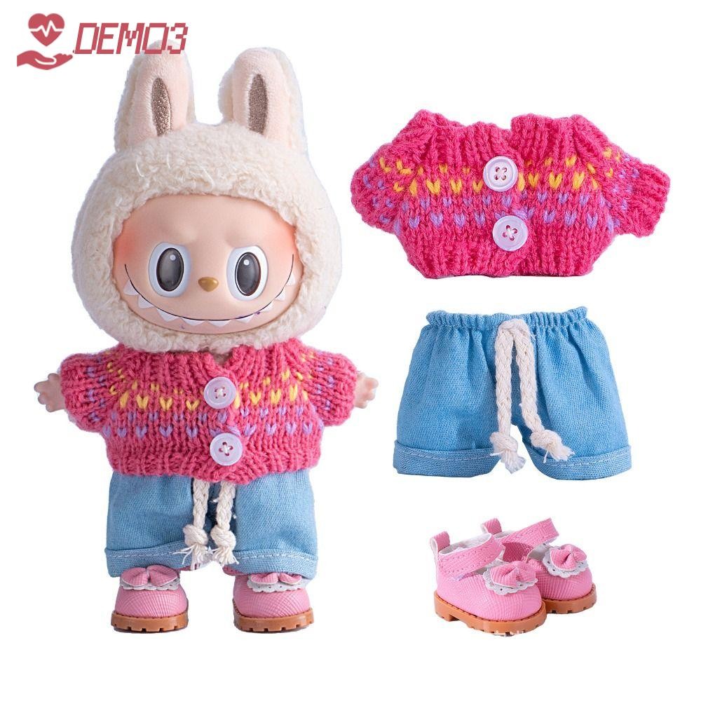 [ดีโม3] เสื้อผ้าตุ๊กตาลาบู,อุปกรณ์ตุ๊กตาหลายสีที่ทนทาน,ของขวัญแฮนด์เมด น่ารัก หมวกอุปกรณ์เสริมสําหรับ17เซนติเมตรลาบู ตุ๊กตา